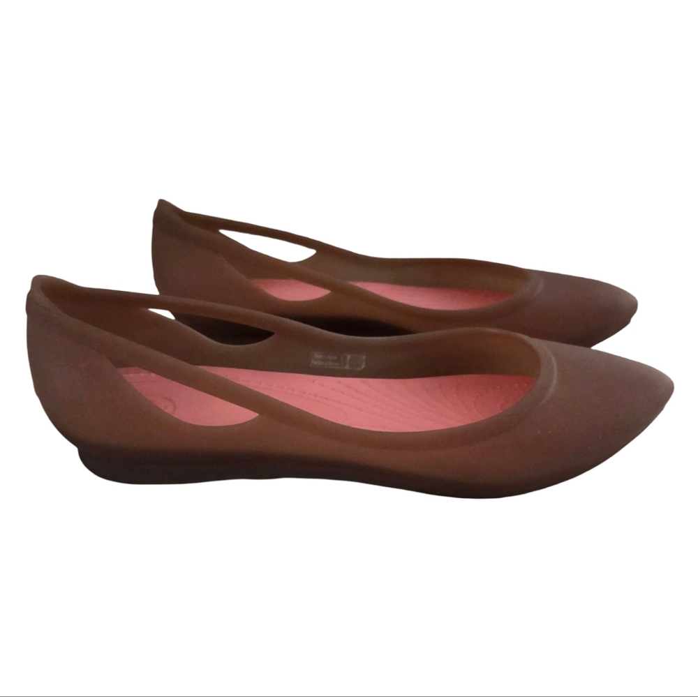 Crocs | Rio Pointed Toe Jelly Ballet Flats in Bronze Melon